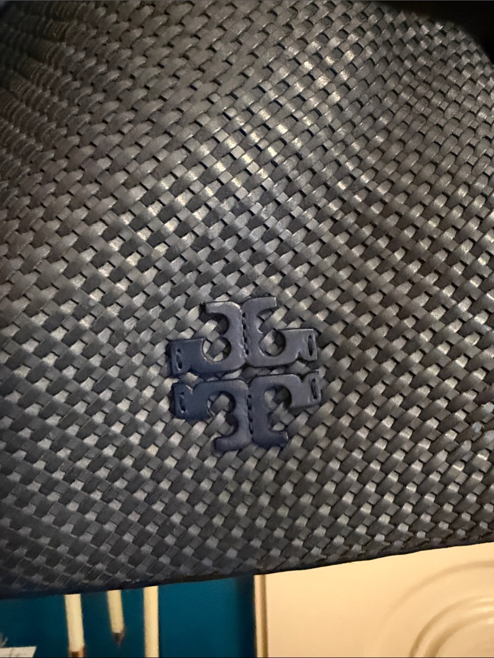 Tory Burch Navy Woven Hobo Shoulder Bag with Tassel - Picture 8 of 8